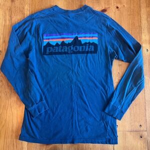 Patagonia Mens Long Sleeve P-6 Logo Responsibili-Tee Blue Small Shirt‎ A9